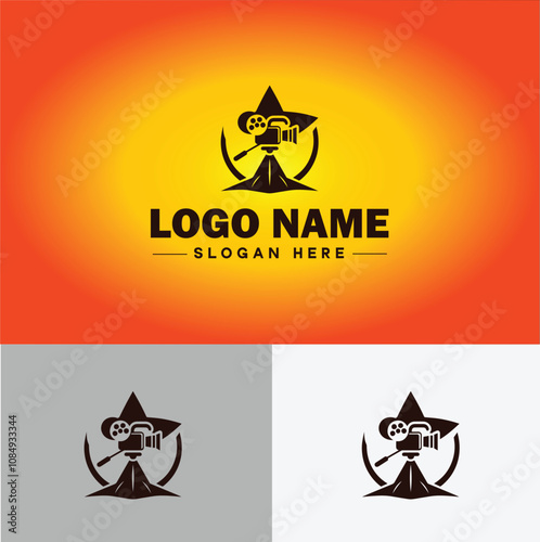 Media production icon Content creation Media development Production studio flat logo sign symbol editable vector