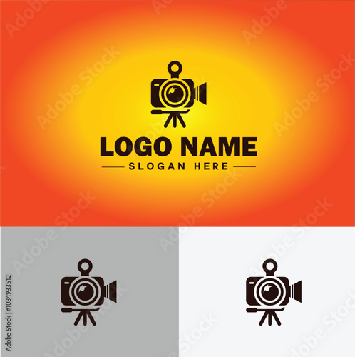 Media production icon Content creation Media development Production studio flat logo sign symbol editable vector