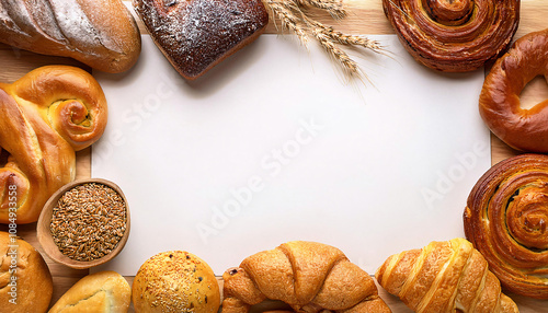 close up frame of  bread and wheat