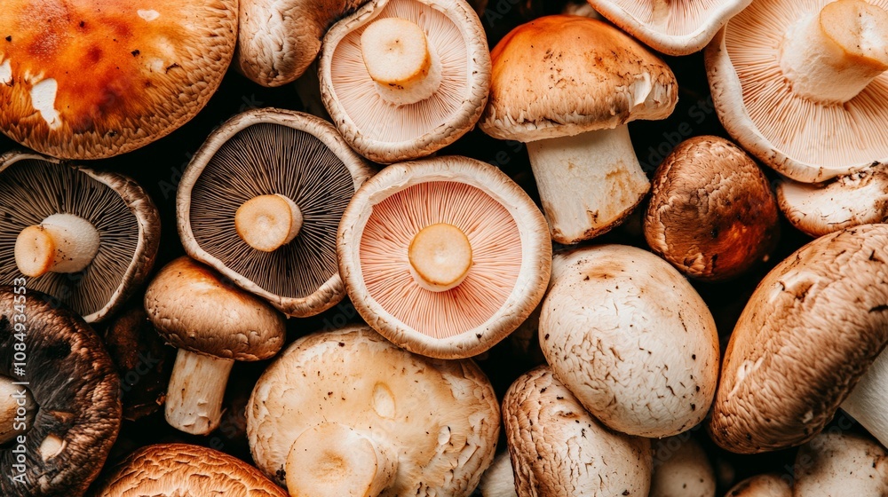 Colorful Display of Mushroom Varieties Colorful Display of Mushroom Varieties