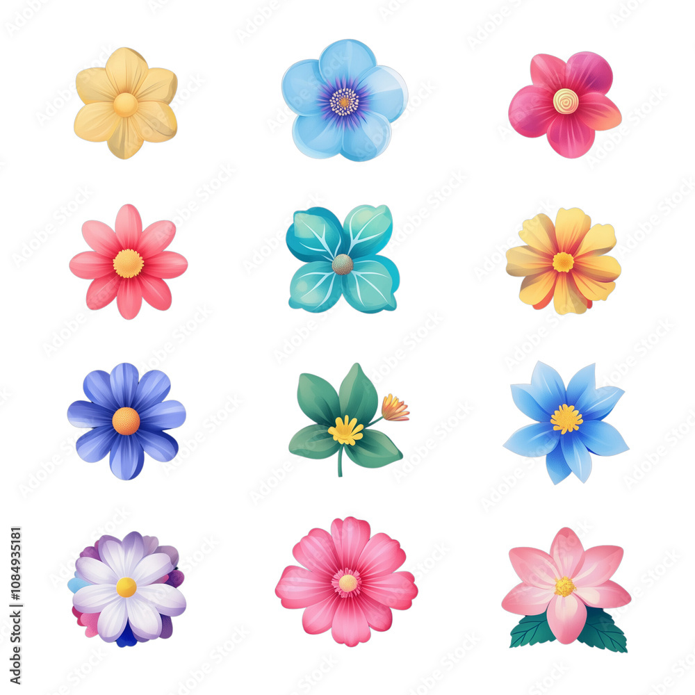 Obraz premium flower icon set
