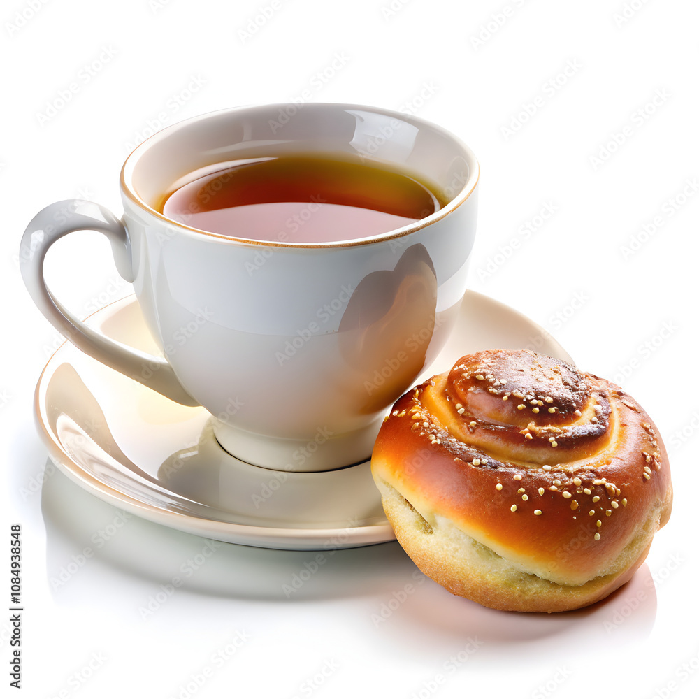 Cup of coffee and croissant on white background Cup of coffee and croissant on white background
