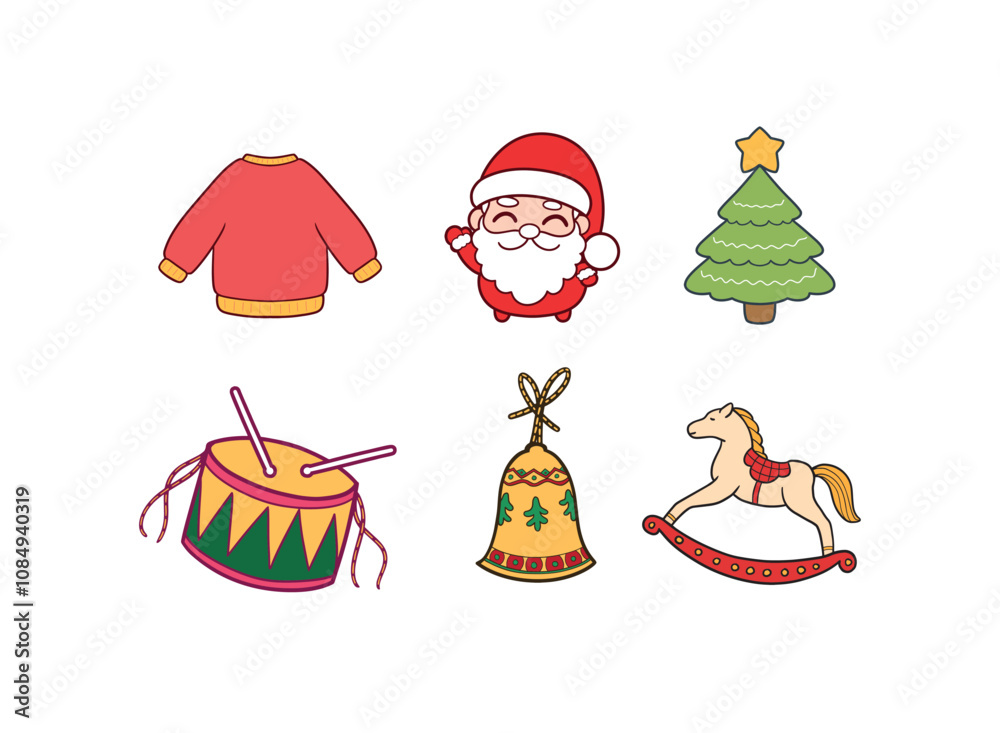 Fototapeta premium Christmas Set Hand Drawn Illustration