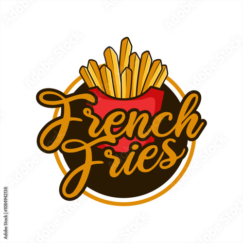 french fries logo label banner sticker template vector illustration cartoon