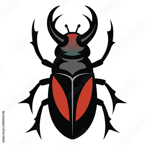 Solid color Horned Beetle animal vector design