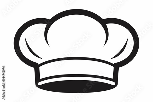 Chef Hat Silhouette Vector Illustration Culinary and Kitchen Designs, Catering Service Logo, Minimalist chef hat, Solid white background