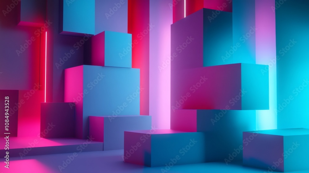 A creative building blocks scene in a futuristic studio, Blocks arranged in a geometric pattern, Futuristic design style A creative building blocks scene in a futuristic studio, Blocks arranged in a geometric pattern, Futuristic design style