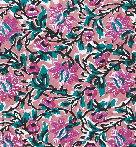 Obraz na płótnie Ajrakh Pattern and block print and batik print Background digital printing textile pattern