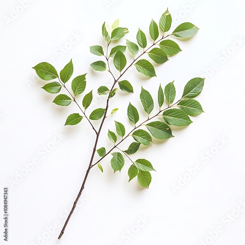 Fraxinus ornus leaf isolated on a white background, close up photo