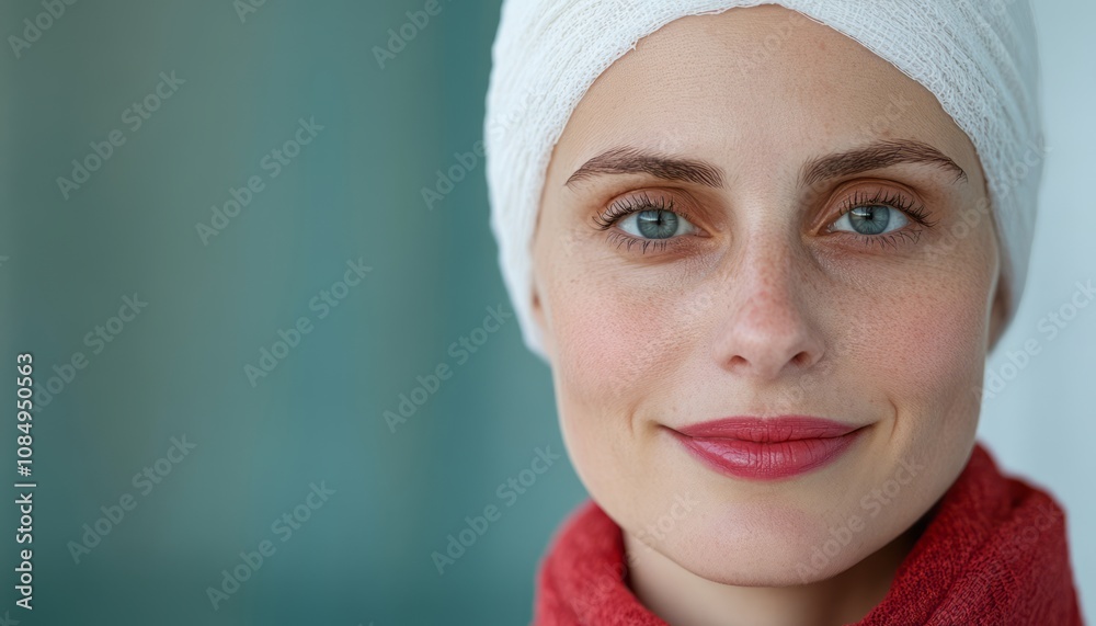Young woman with head wrap smiling warmly indoors showcasing natural beauty Young woman with head wrap smiling warmly indoors showcasing natural beauty