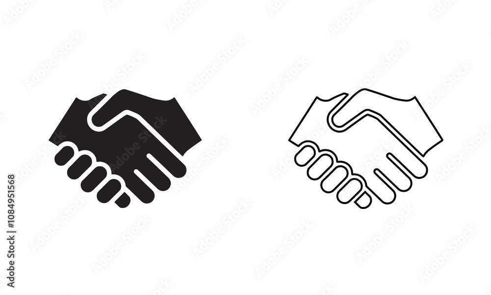 handshake icon vector silhouette art on white background handshake icon vector silhouette art on white background