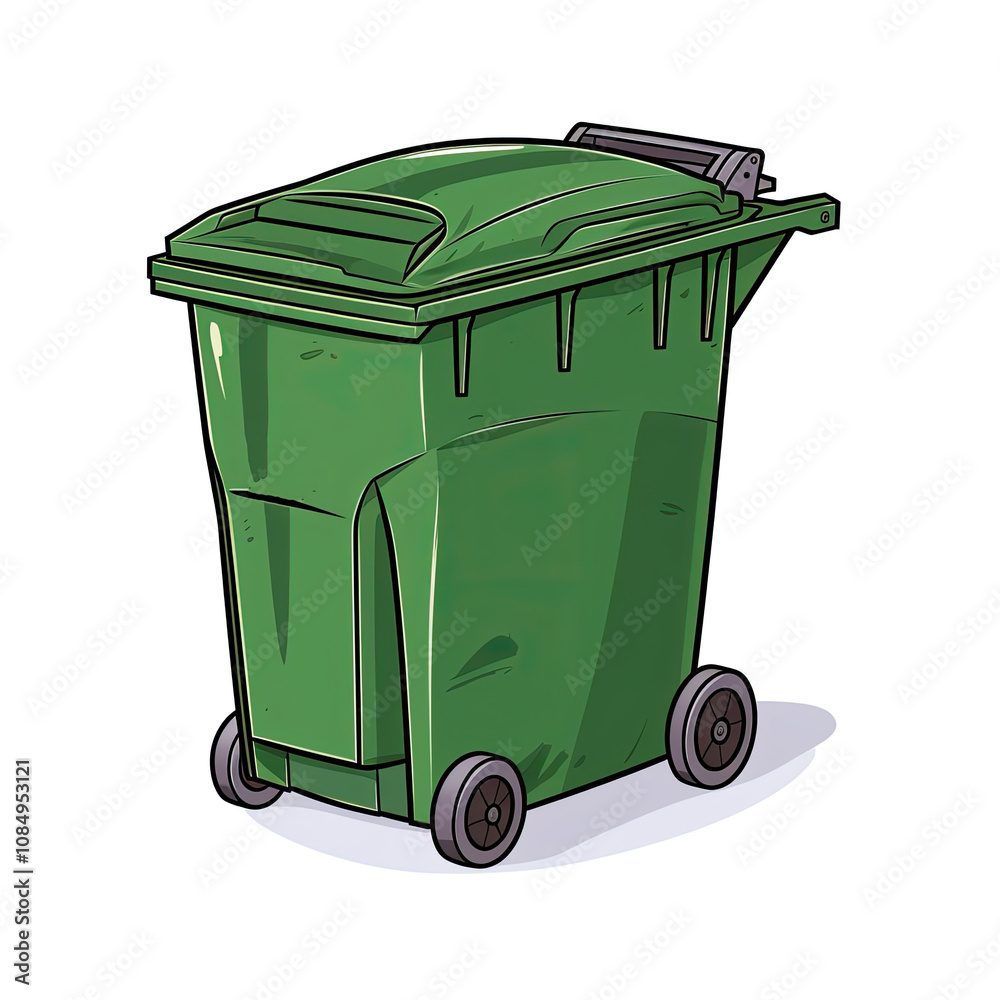 Green Waste Bin with Wheels for Easy Transportation, Ideal for Garbage Collection and Recycling in Urban and Rural Settings Green Waste Bin with Wheels for Easy Transportation, Ideal for Garbage Collection and Recycling in Urban and Rural Settings