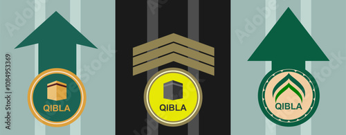 Qibla direction. Qibla direction for Muslims to worship.