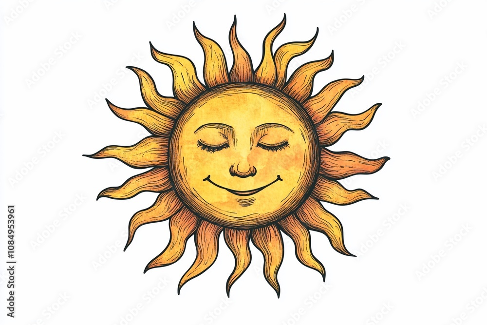 Whimsical Sun Doodle in Earthy Bohemian Style Whimsical Sun Doodle in Earthy Bohemian Style
