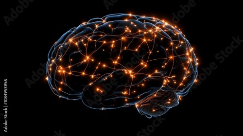 Wallpaper Mural Brain Neural Connections - Detailed 3D Anatomy Torontodigital.ca