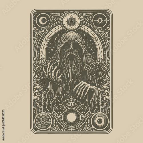 hermit ouija tarot card with stars