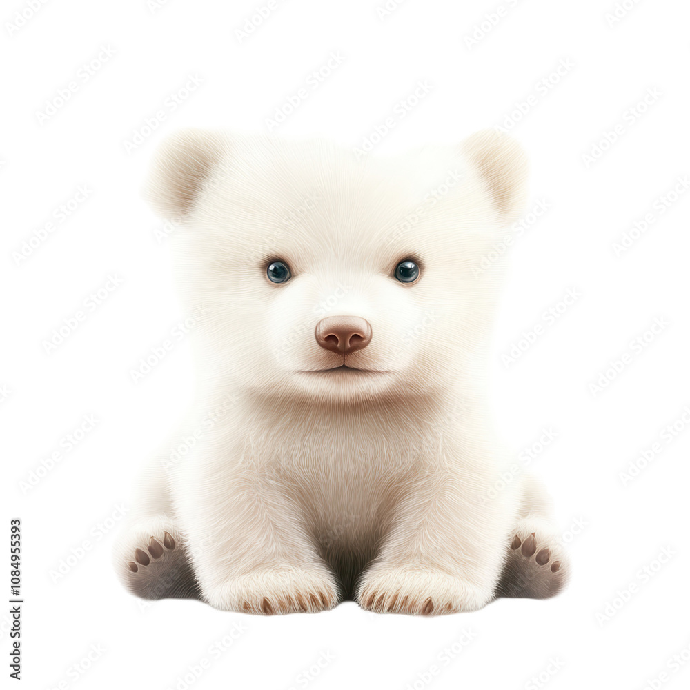 A cute baby bear is sitting on a white background A cute baby bear is sitting on a white background