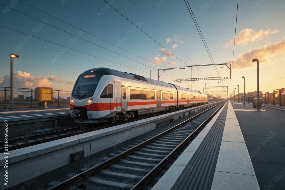 Modern Train Station at Sunset: Capture the Essence of Travel and Technology in a Single Shot Modern Train Station at Sunset: Capture the Essence of Travel and Technology in a Single Shot