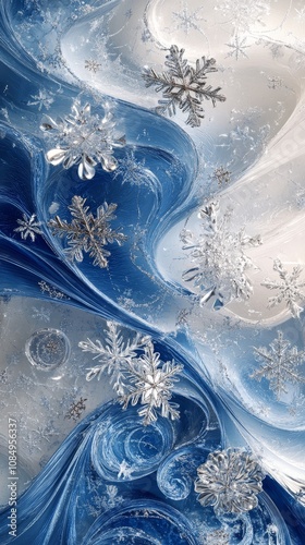 winter wind motifs, Dynamic Wind Motifs with Bold Swirls and Snowflakes