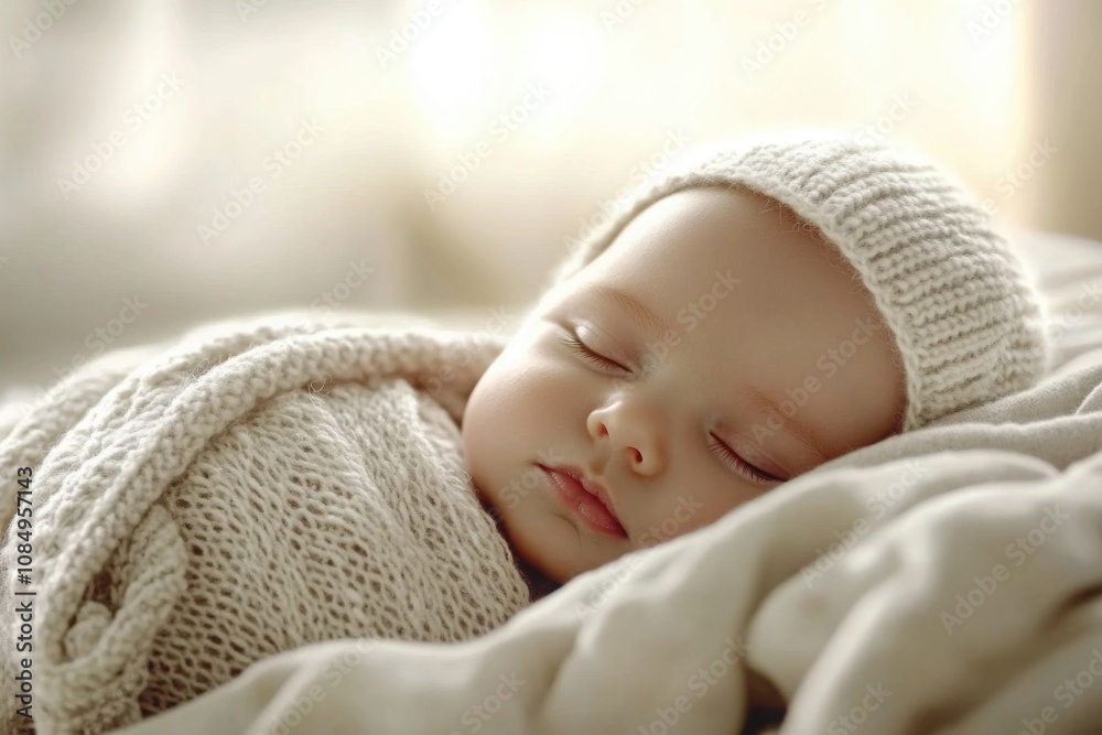 Peaceful Baby Swaddled in Soft Blanket Peaceful Baby Swaddled in Soft Blanket