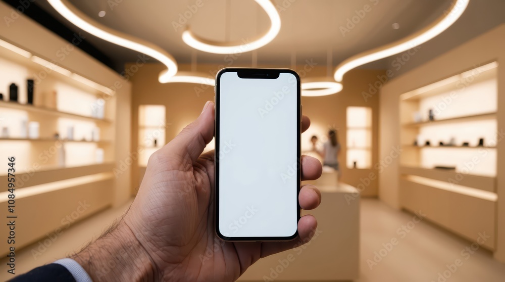A phone white editable screen in hand of a man A phone white editable screen in hand of a man