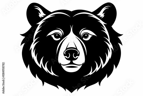 Bear Head Vector Illustration Cartoon Clipart and Line Art Design
