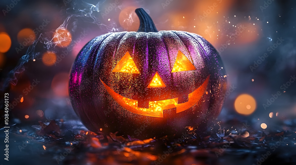 Naklejka premium Glowing Jack-O-Lantern