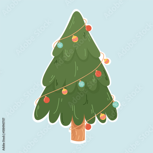 children s illustration of cute Christmas tree