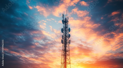 Majestic TV Tower at Sunset Celebrating World Television Day, Global Connectivity, and Earth Hour