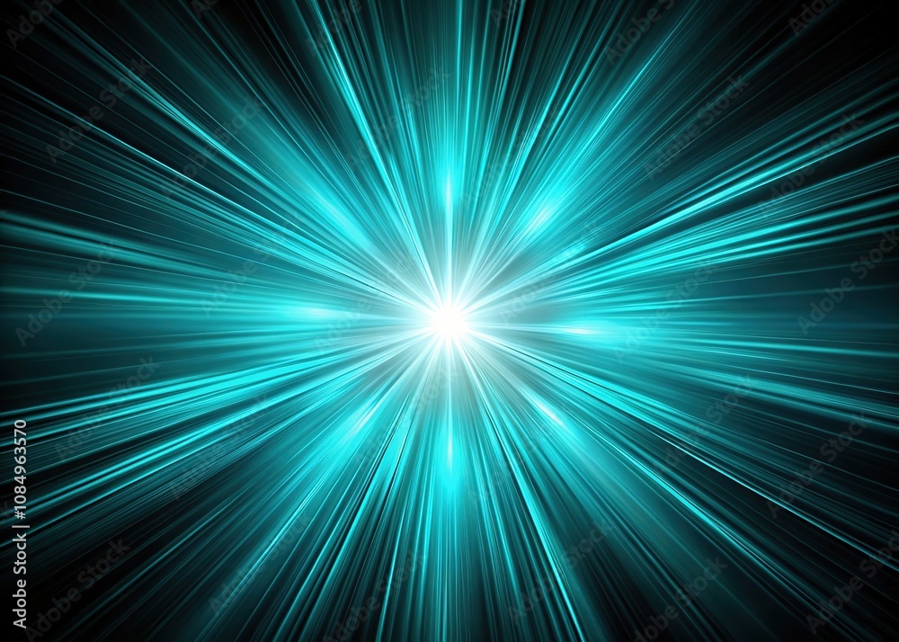 Obraz premium Abstract Aquamarine Glow Lines Wallpaper - Modern Silhouette