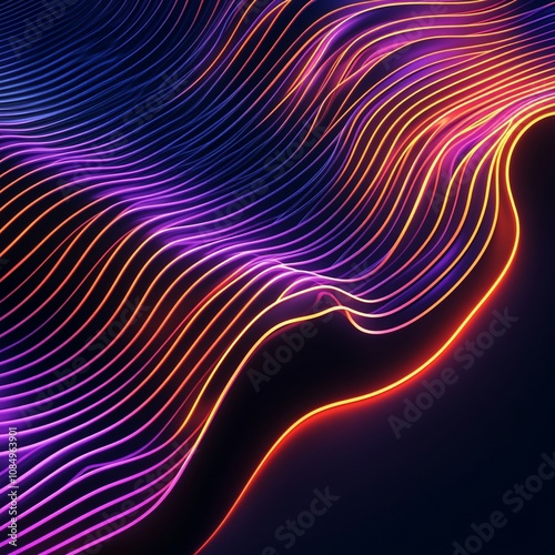 Glowing Abstract Waves in Dark Gradient Background