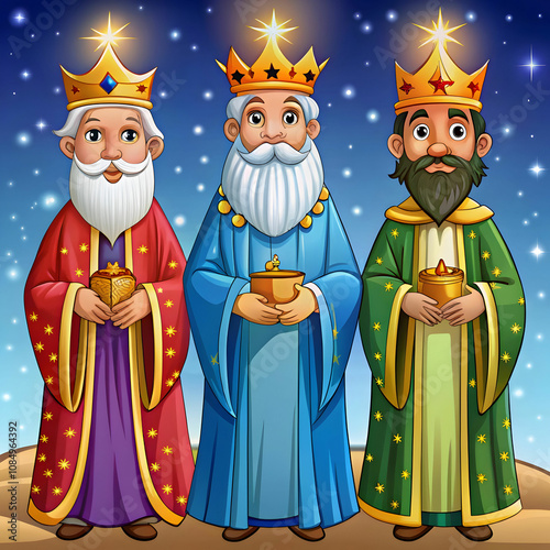 los reyes magos epiphany cartoon illustration