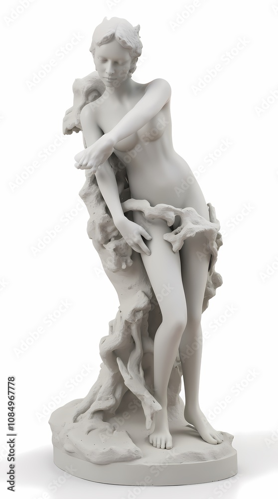 Antique statue of a woman on a white background