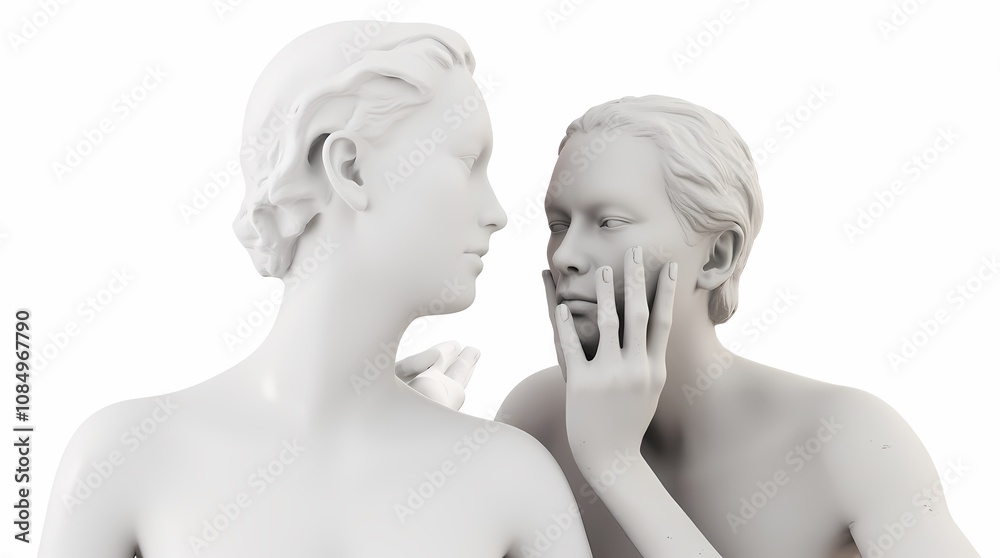 Fototapeta premium Antique statue of a woman on a white background