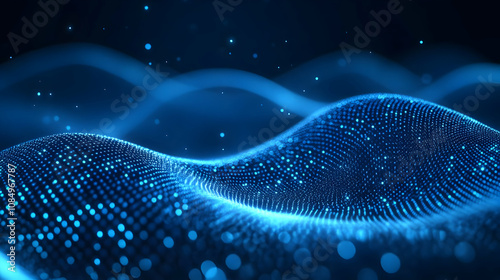 Abstract Blue 3D Background with Glowing Particles