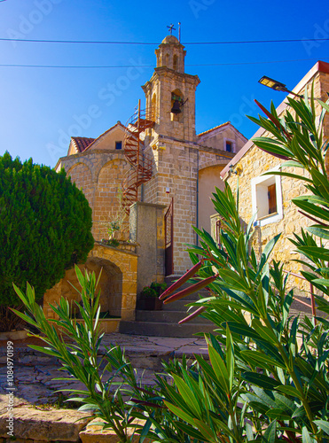 Old church in village Vouni in Cyprus photo