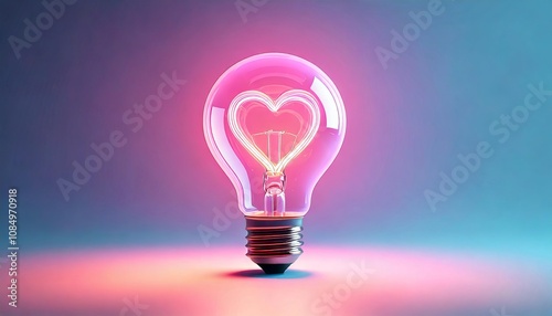 Heart-Shaped Light Bulb with Colorful Glow