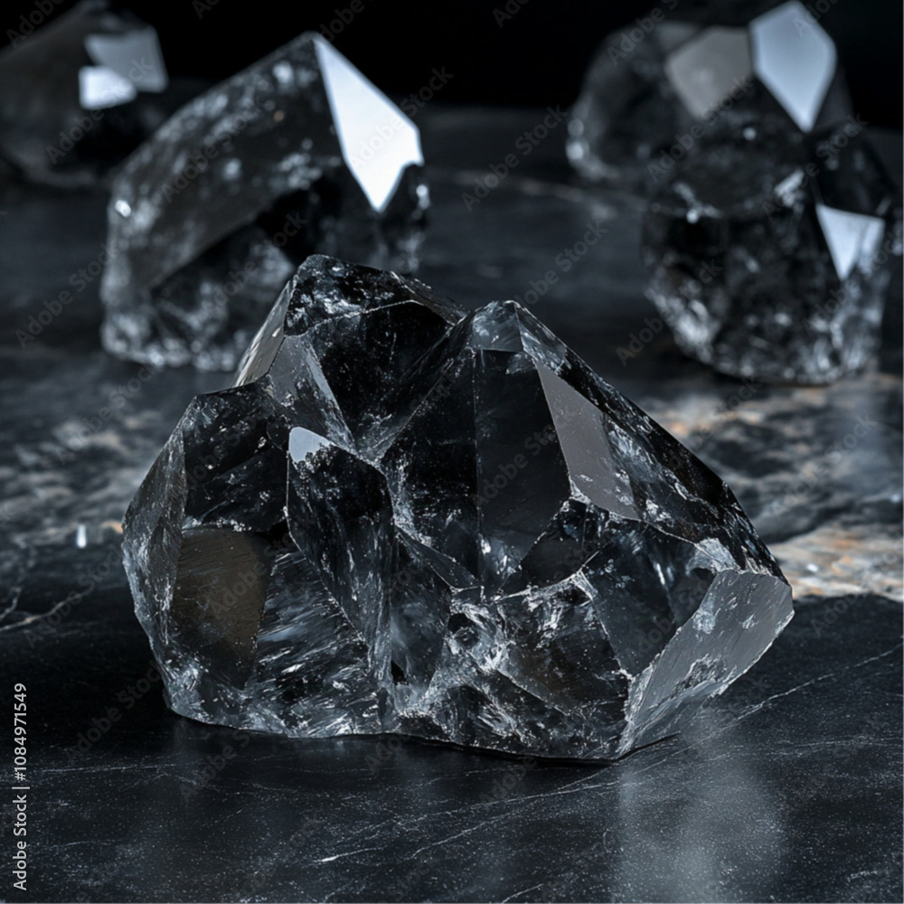 The floor is filled with musgravite crystals that look like rolling, shiny, and transparent, while the background is dark black. The floor is filled with musgravite crystals that look like rolling, shiny, and transparent, while the background is dark black.