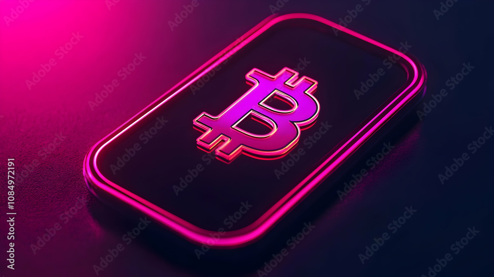 Bitcoin Symbol in Neon Glow: A captivating 3D rendering of the iconic Bitcoin symbol, bathed in vibrant neon pink and blue hues. The sleek. Bitcoin Symbol in Neon Glow: A captivating 3D rendering of the iconic Bitcoin symbol, bathed in vibrant neon pink and blue hues. The sleek.