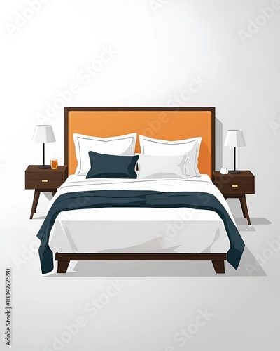 Contemporary Bedroom Decor Featuring a Chic Bed and Nightstands with a Minimalist Aesthetic.