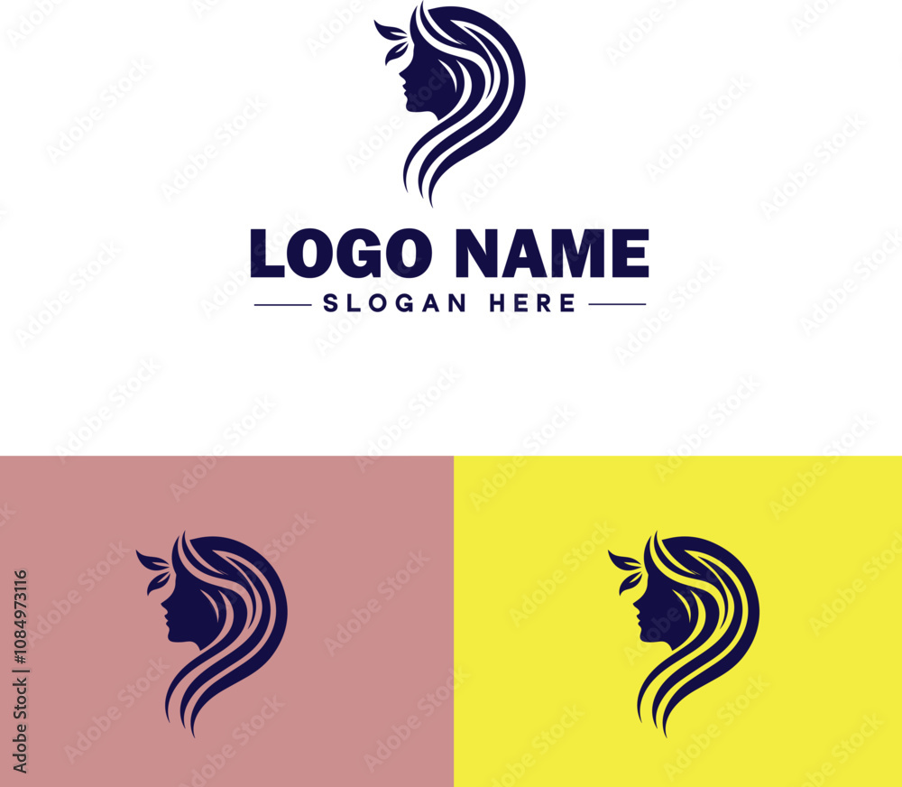 Naklejka premium Hair Salon icon Hairdressing salon Hair studio Beauty salon flat logo sign symbol editable vector