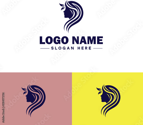 Wallpaper Mural Hair Salon icon Hairdressing salon Hair studio Beauty salon flat logo sign symbol editable vector Torontodigital.ca