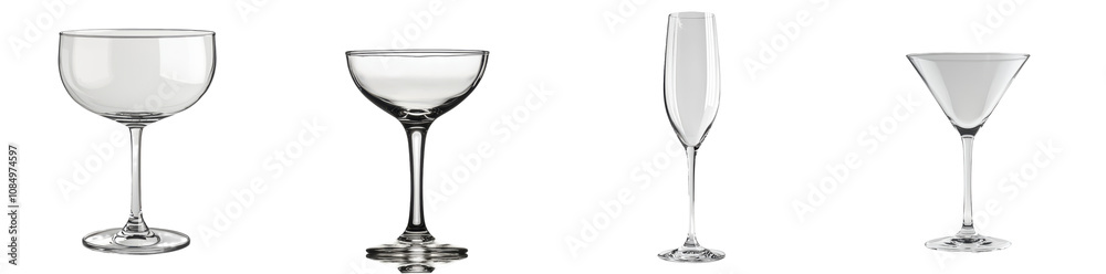 Elegant Empty Wine Glasses Set on transparent background Elegant Empty Wine Glasses Set on transparent background