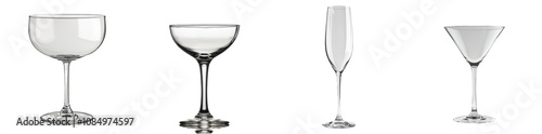 Elegant Empty Wine Glasses Set on transparent background