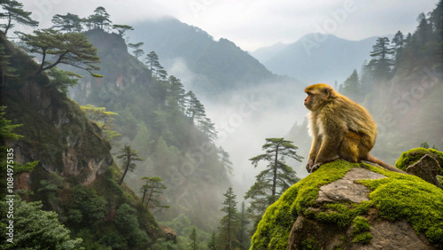 Golden Monkey in Misty Mountain Forest