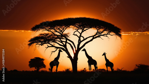 giraffe at sunset