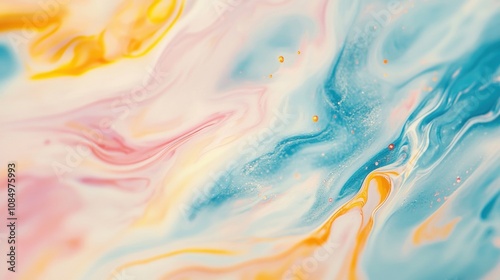 Wallpaper Mural Vibrant colors swirl and blend seamlessly, showcasing an artistic display of fluid motion in striking yellow, pink, and blue hues Torontodigital.ca