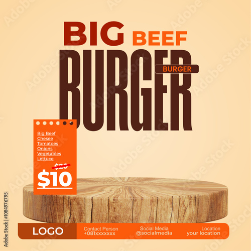 burger template social media brochure flyer