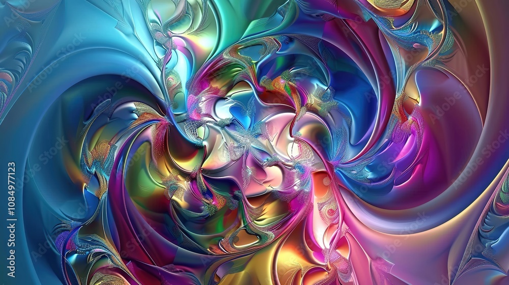 Fototapeta premium Cool Background Fractal Art - a vibrant and intricate visual. The fractal patterns create an engaging and mesmerizing scene.