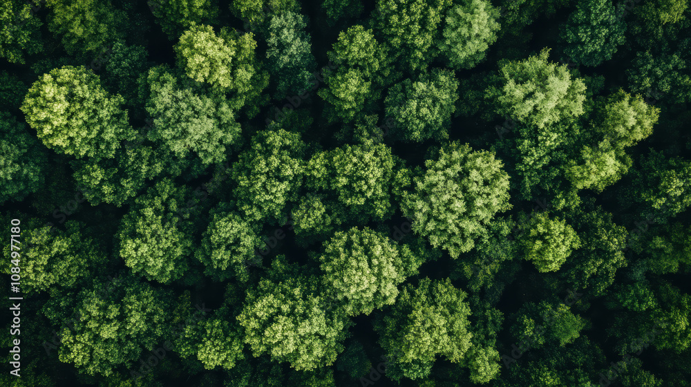 Aerial view of lush green forest canopy in summer Aerial view of lush green forest canopy in summer